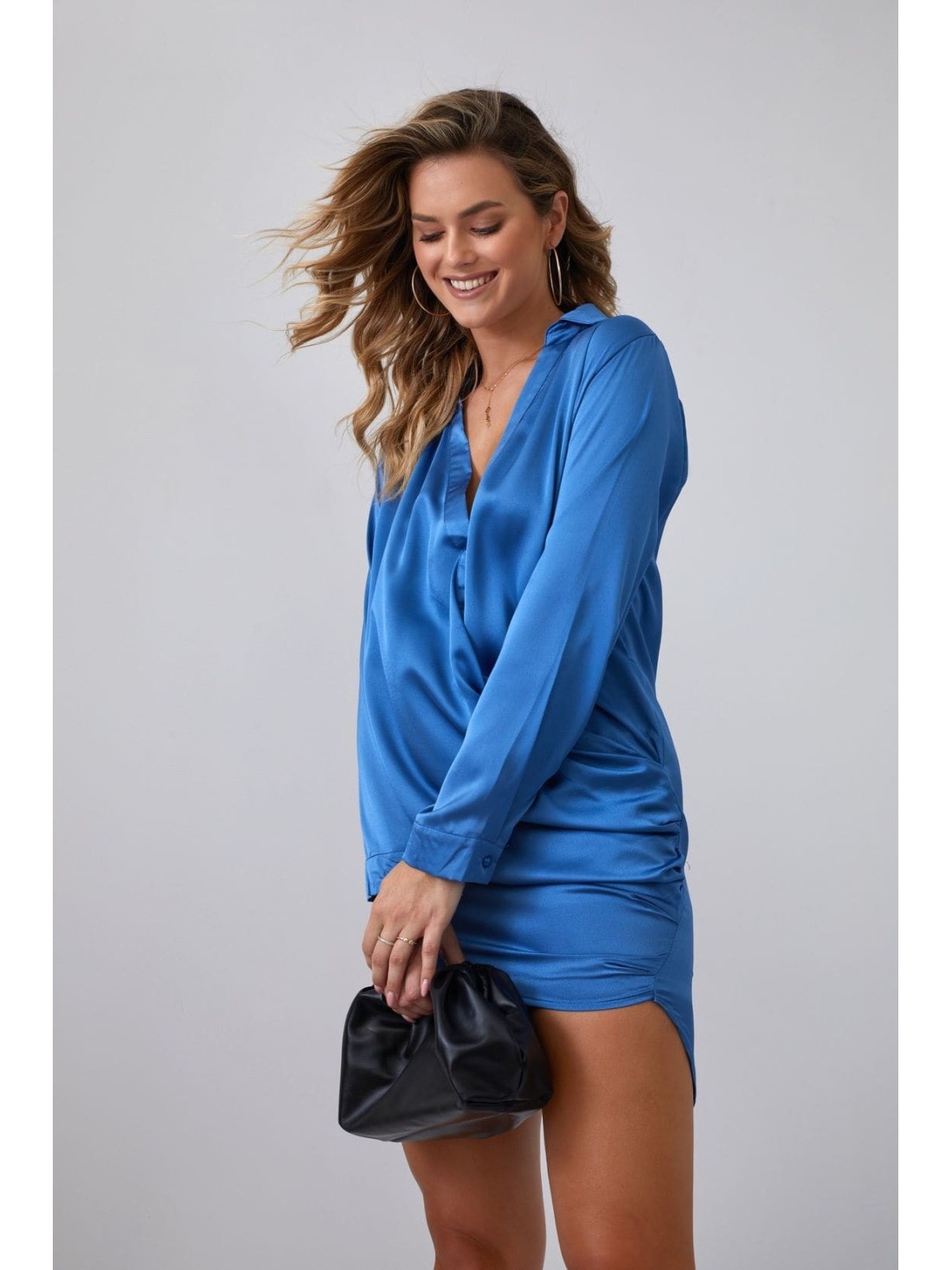 Indigo ruffled shirt dress FG641 - Online store - Boutique